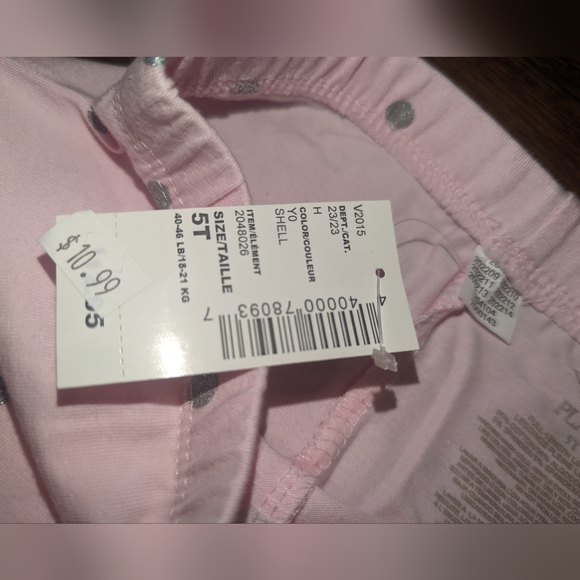 Size 5T Kids Pink with Silver Polka Dot Children's Place Leggings NWT - Picture 2 of 5